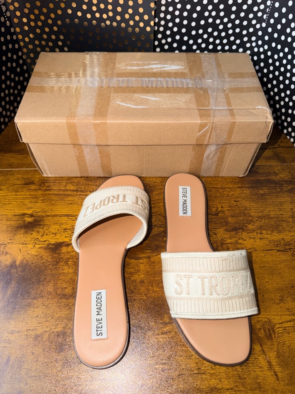 Steve Madden Beige 'St. Tropez' Women’s Slide Sandals